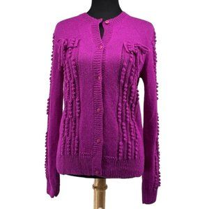 James Coviello Feat Anna Sui 100% Alpaca Bright Purple Magenta Bobble Detail
